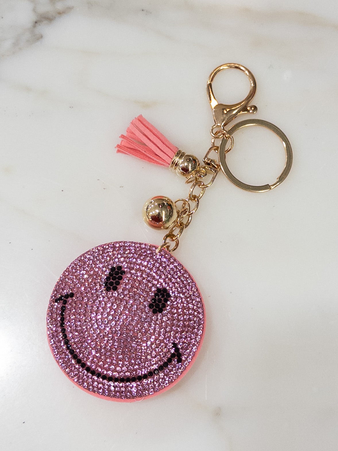 Pink Smiley Face Keychain