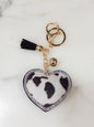 Black Cow Heart Keychain