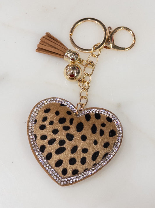 Cheetah Heart Keychain