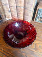 Vintage Anchor Hocking Royal Ruby Glass Serving Bowl w/ Hobnail Pattern