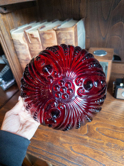 Vintage Anchor Hocking Royal Ruby Glass Serving Bowl w/ Hobnail Pattern