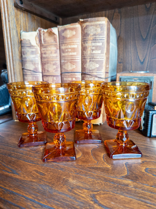 S/4 Vintage Indiana Glass Colony Park Lane Amber