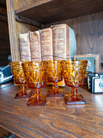 S/4 Vintage Indiana Glass Colony Park Lane Amber