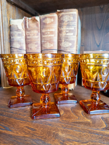 S/4 Vintage Indiana Glass Colony Park Lane Amber