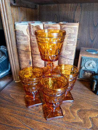 S/4 Vintage Indiana Glass Colony Park Lane Amber