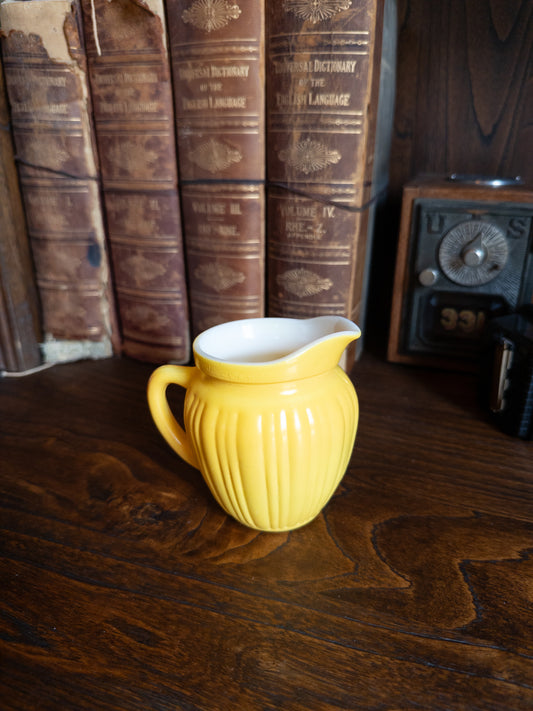 Vintage Hazel Atlas Yellow Ribbed Platonite Milk Glass Creamer Pitcher