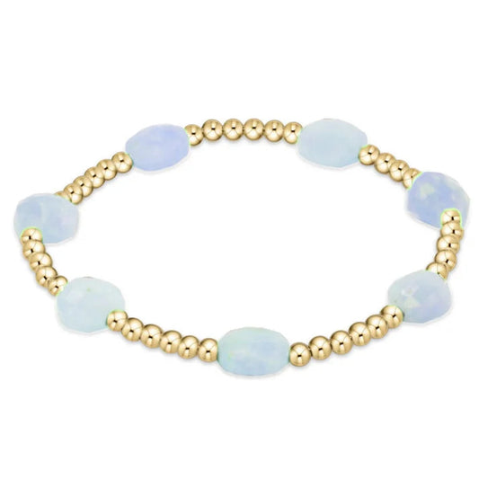 Admire Gold 3mm Bead Bracelet -  Aquamarine