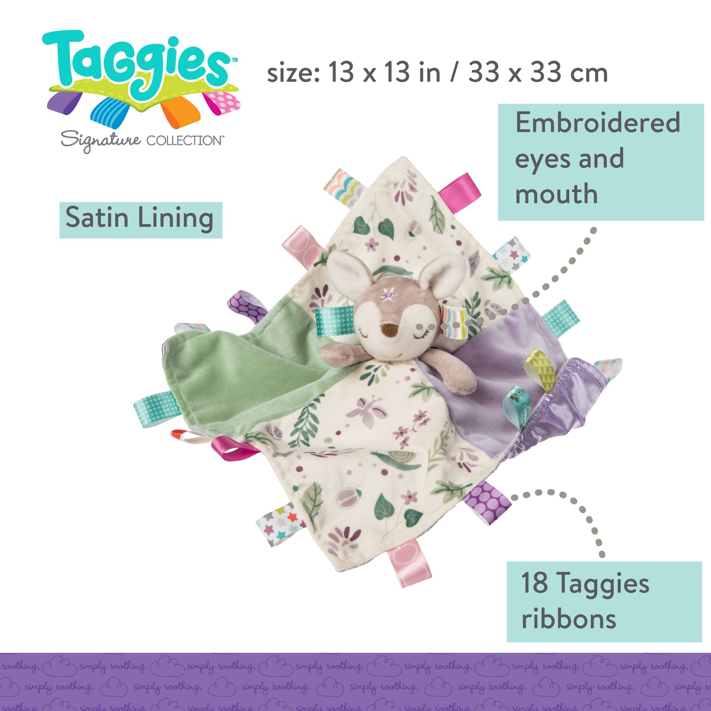 Taggies Flora Fawn Character Blanket – 13×13″