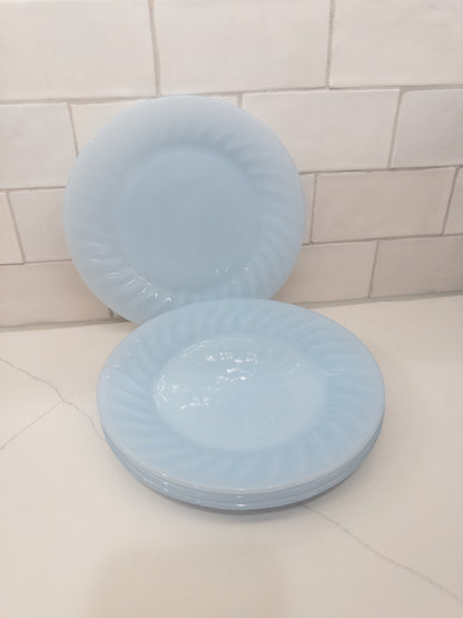S/4, Vintage Fire King Azurite Delphite 7 1/2" Swirl Plates