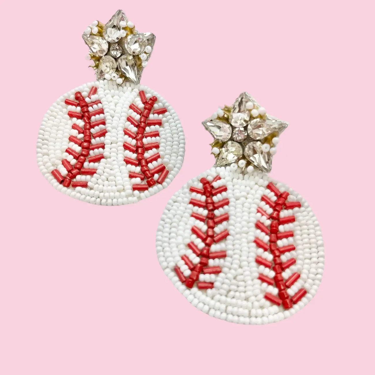 Baseball Beaded Earrings