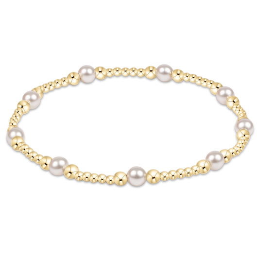 enewton Purpose Pearl 4mm Gold Beaded Bracelet shown flat on a plain white background