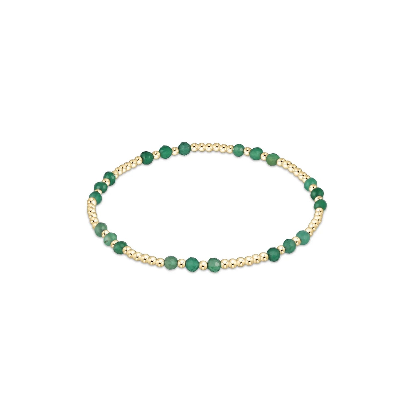 Gemstone Gold Joy 3mm Bead Bracelet- Green Onyx