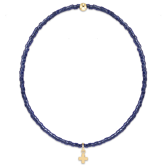 enewton Hope Classic Navy Signature Cross Bracelet shown flat on a plain white background