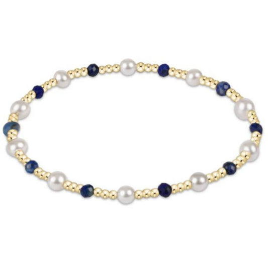 Pearl Sincerity Pattern 4mm Bead Bracelet - Lapis