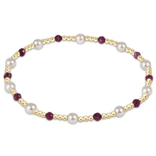 Pearl Sincerity Pattern 4mm Bead Bracelet - Ruby