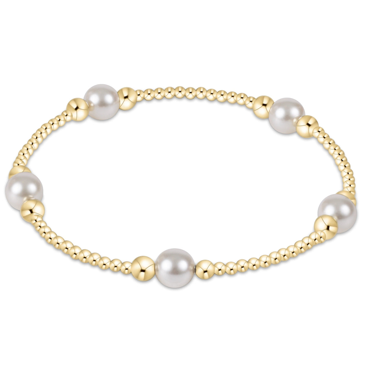 enewton Purpose Pearl 6mm Gold Beaded Bracelet shown flat on a plain white background