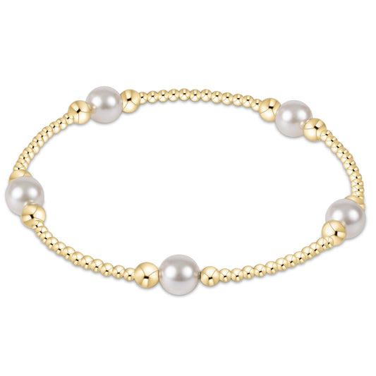 enewton Purpose Pearl 6mm Gold Beaded Bracelet shown flat on a plain white background