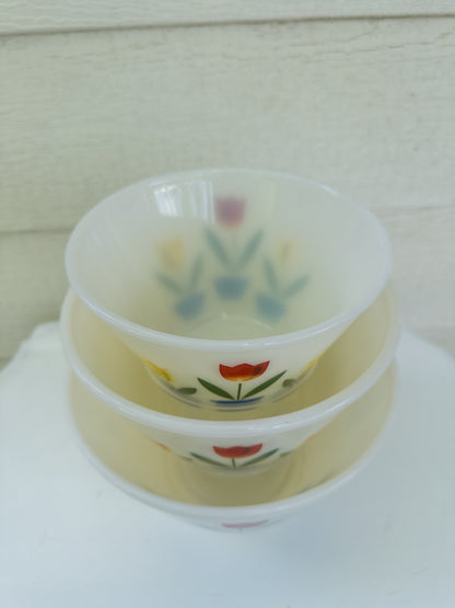 Vintage Fire King Tulip Mixing Bowls, Set of 3