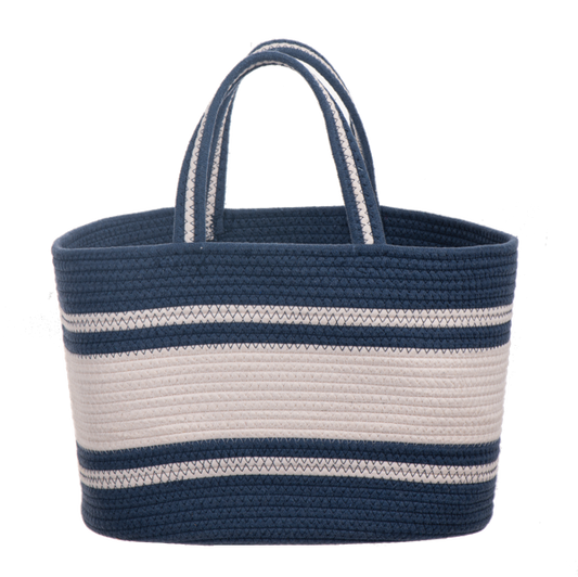 Blue and Natural Striped Farmer's Market Tote