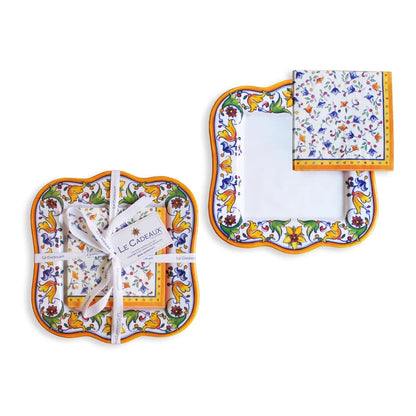 Capri Decorative Melamine Napkin Holder & Cocktail Napkins Gift Set