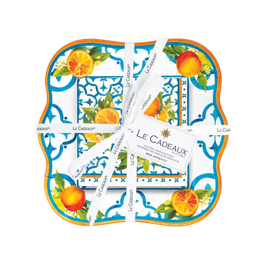 Valencia Decorative Melamine Napkin Holder & Cocktail Napkins Gift Set