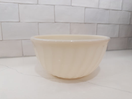 Vintage Fire King 7" Ivory Swirl Pattern Milk Glass Mixing Bowl