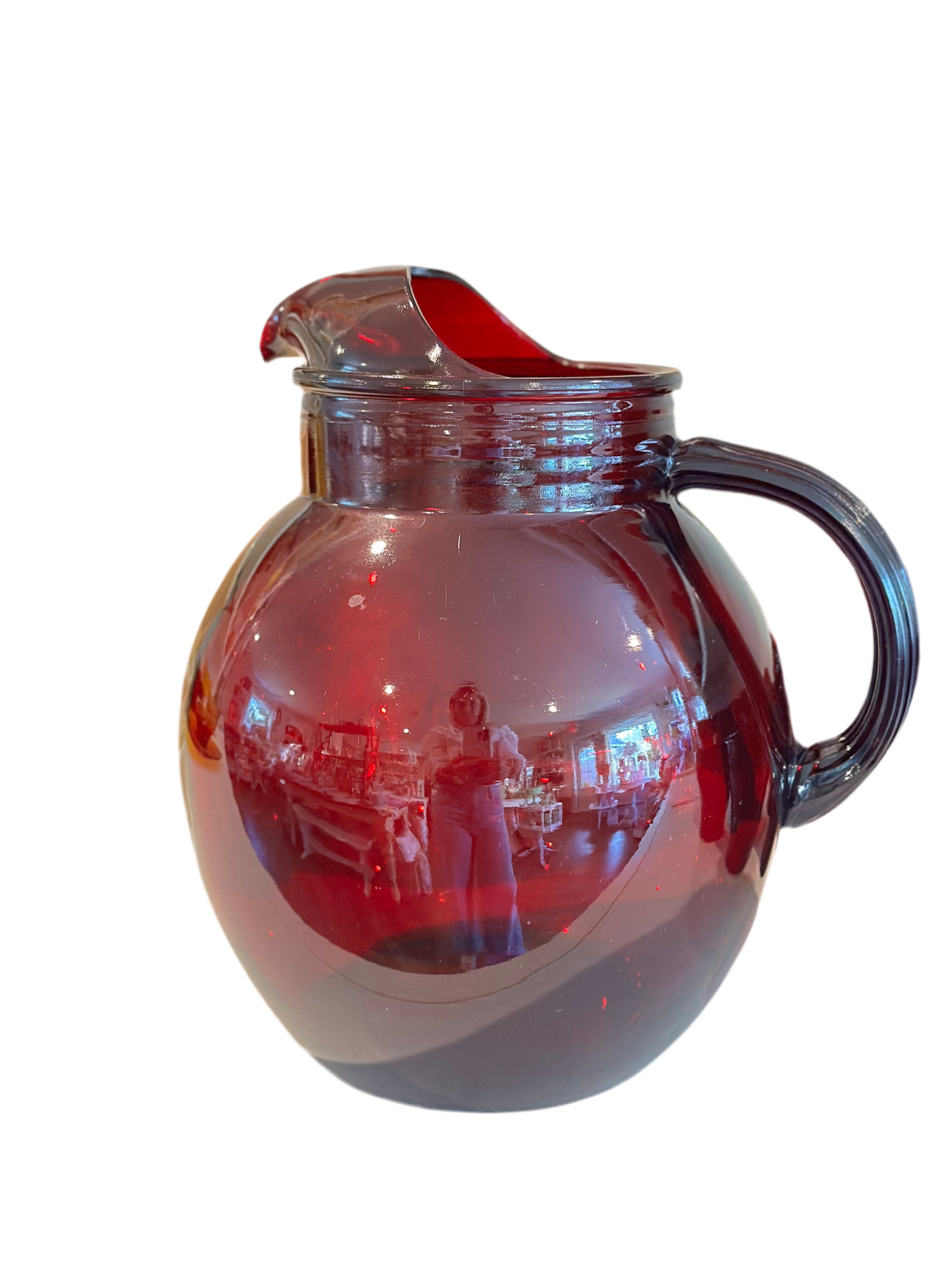 Vintage Anchor Hocking Ruby Red Ball Glass Pitcher