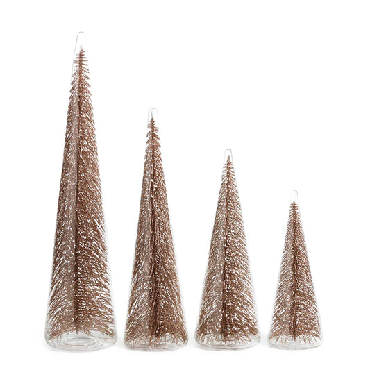 Clear Glass Decorative Tree with Glitter - Champagne