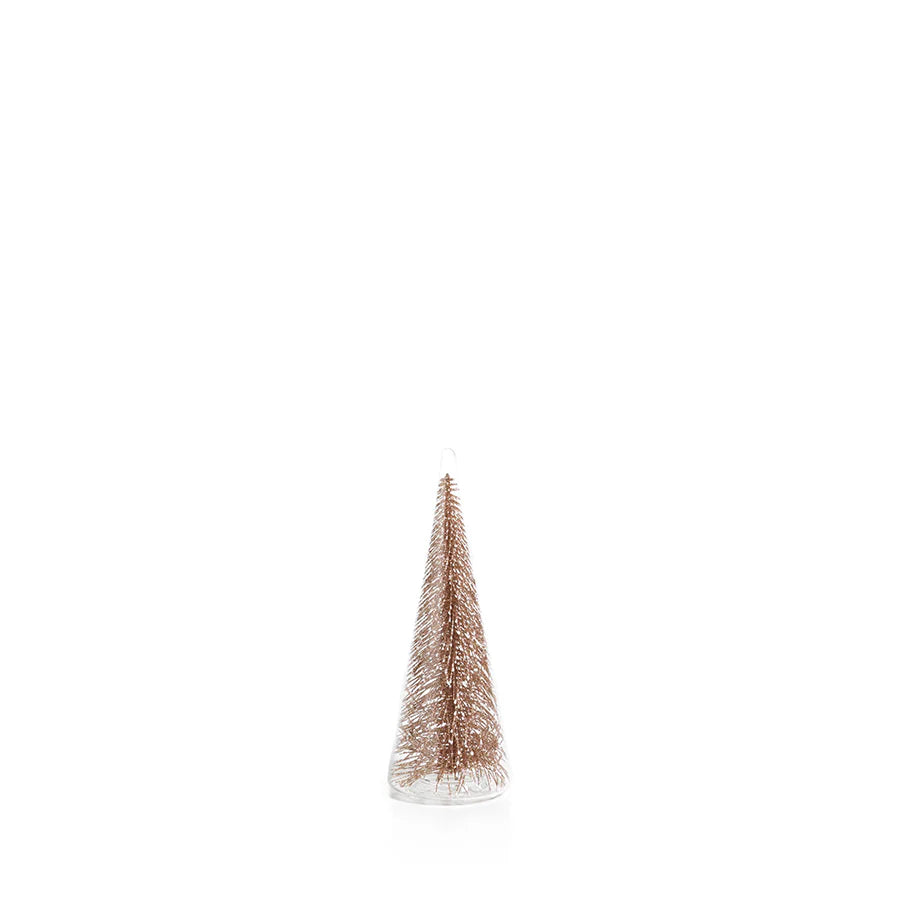 Clear Glass Decorative Tree with Glitter - Champagne