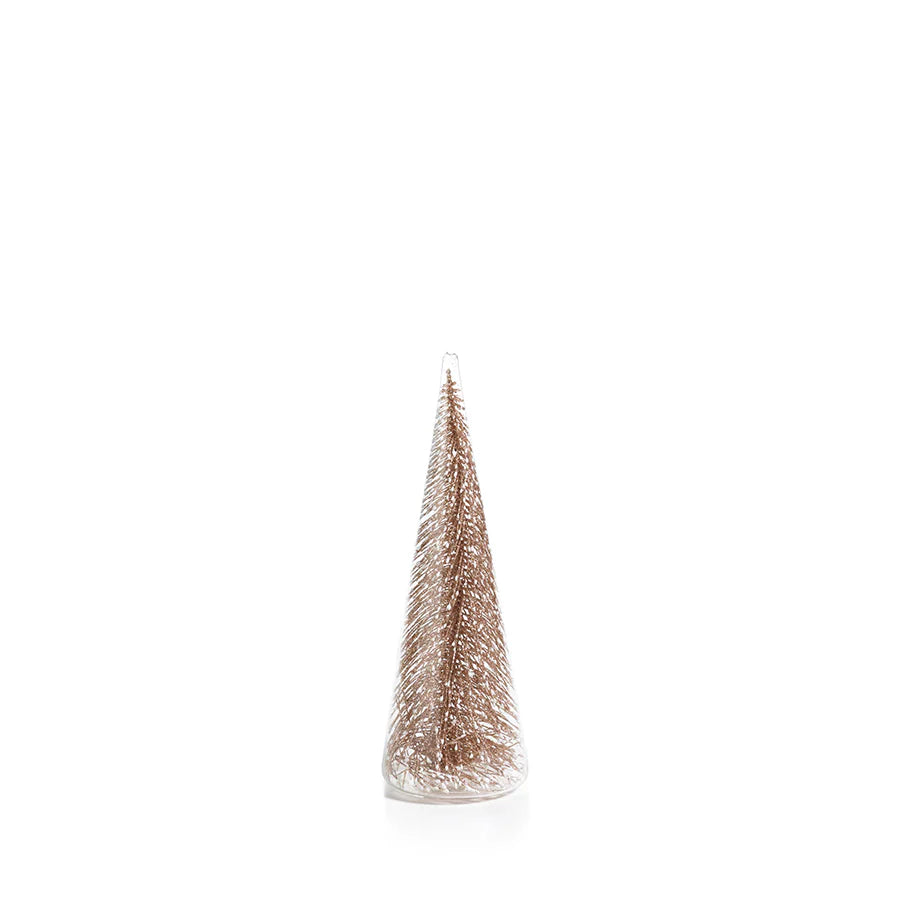 Clear Glass Decorative Tree with Glitter - Champagne