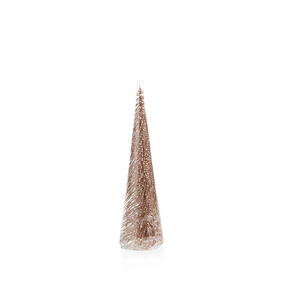 Clear Glass Decorative Tree with Glitter - Champagne