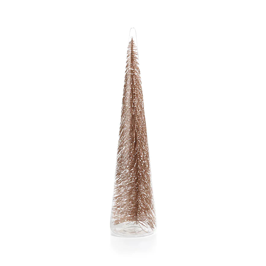 Clear Glass Decorative Tree with Glitter - Champagne