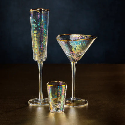 Aperitivo Triangular Glass,  Luster with Gold Rim