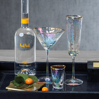 Aperitivo Triangular Glass,  Luster with Gold Rim