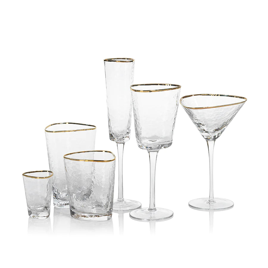 Aperitivo Triangular Glass, Clear with Gold Rim