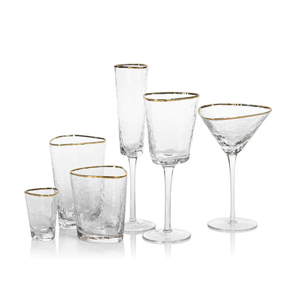 Aperitivo Triangular Glass, Clear with Gold Rim