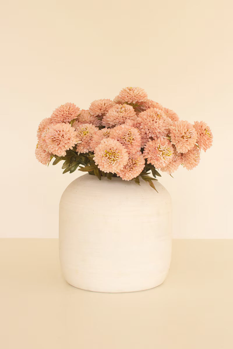 Bundle of 7 Artificial Light Pink Ball Dahlias