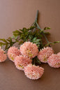 Bundle of 7 Artificial Light Pink Ball Dahlias