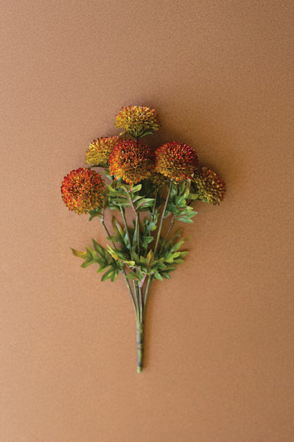 Bundle of 7 Artificial Auburn Ball Dahlias