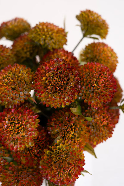 Bundle of 7 Artificial Auburn Ball Dahlias