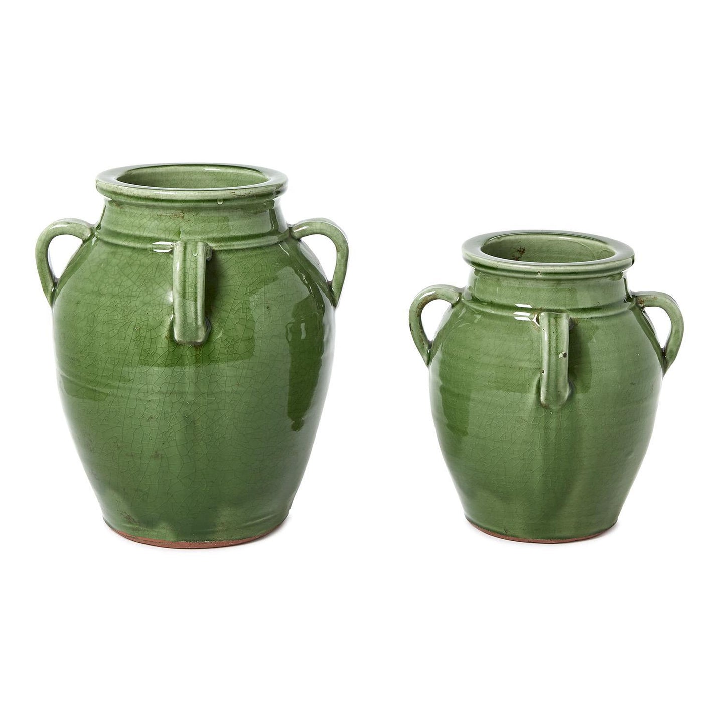 Mediterranean Four Handled Vintage Style Green Glazed Olive Jar (*Two Sizes*)