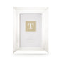 Modern cut clear crystal 4x6 picture frame with a wide beveled border, standing upright