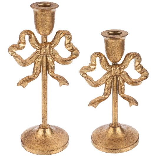 Gold Bow Taper Holder