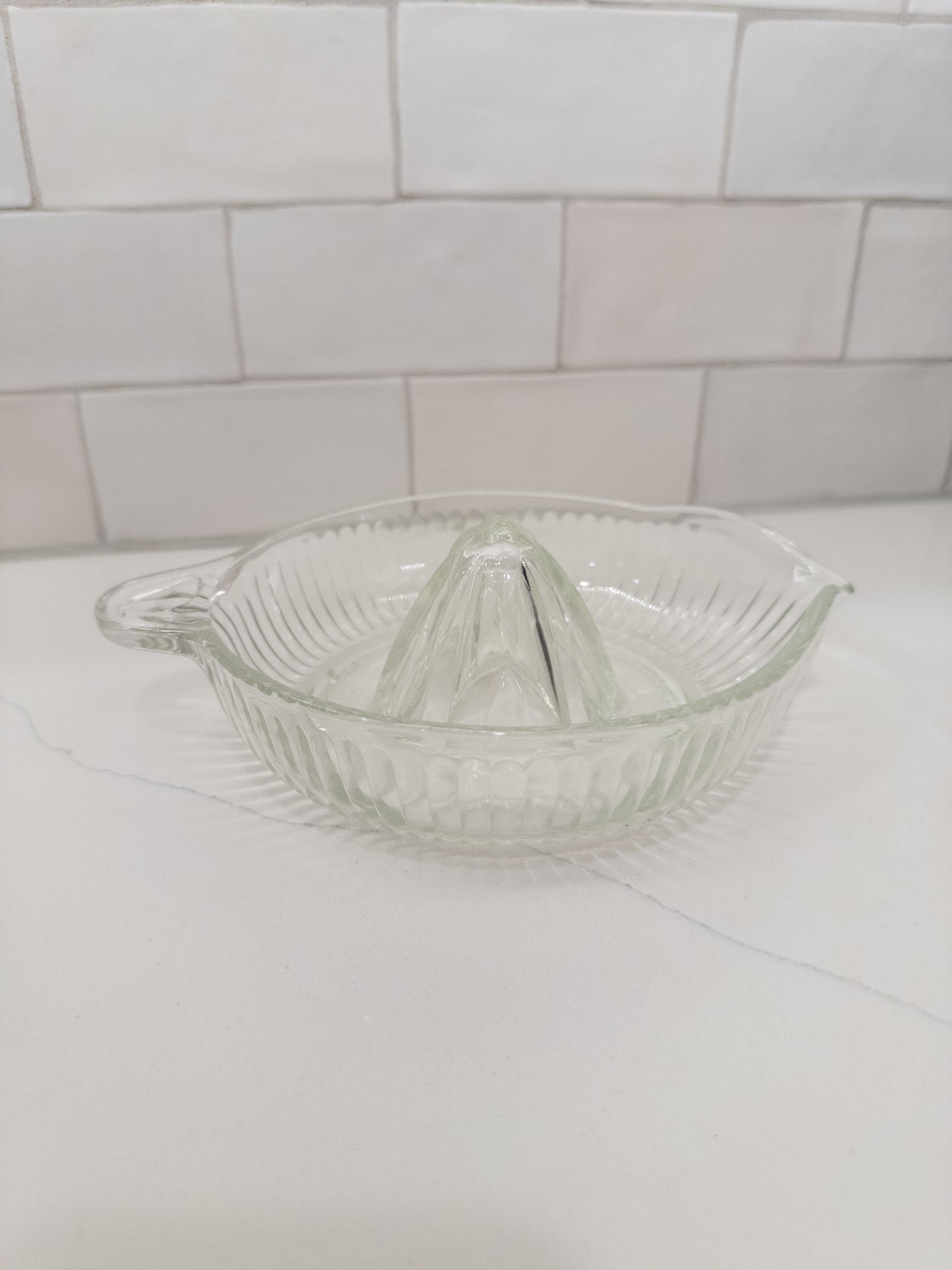 Vintage Clear Citrus Reamer w/ Ribbed Exterior + Pour Spout
