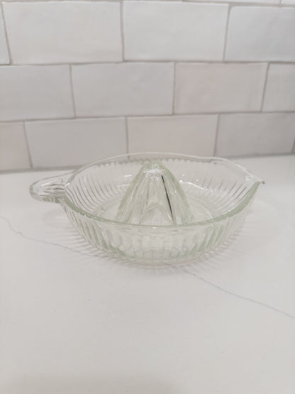 Vintage Clear Citrus Reamer w/ Ribbed Exterior + Pour Spout