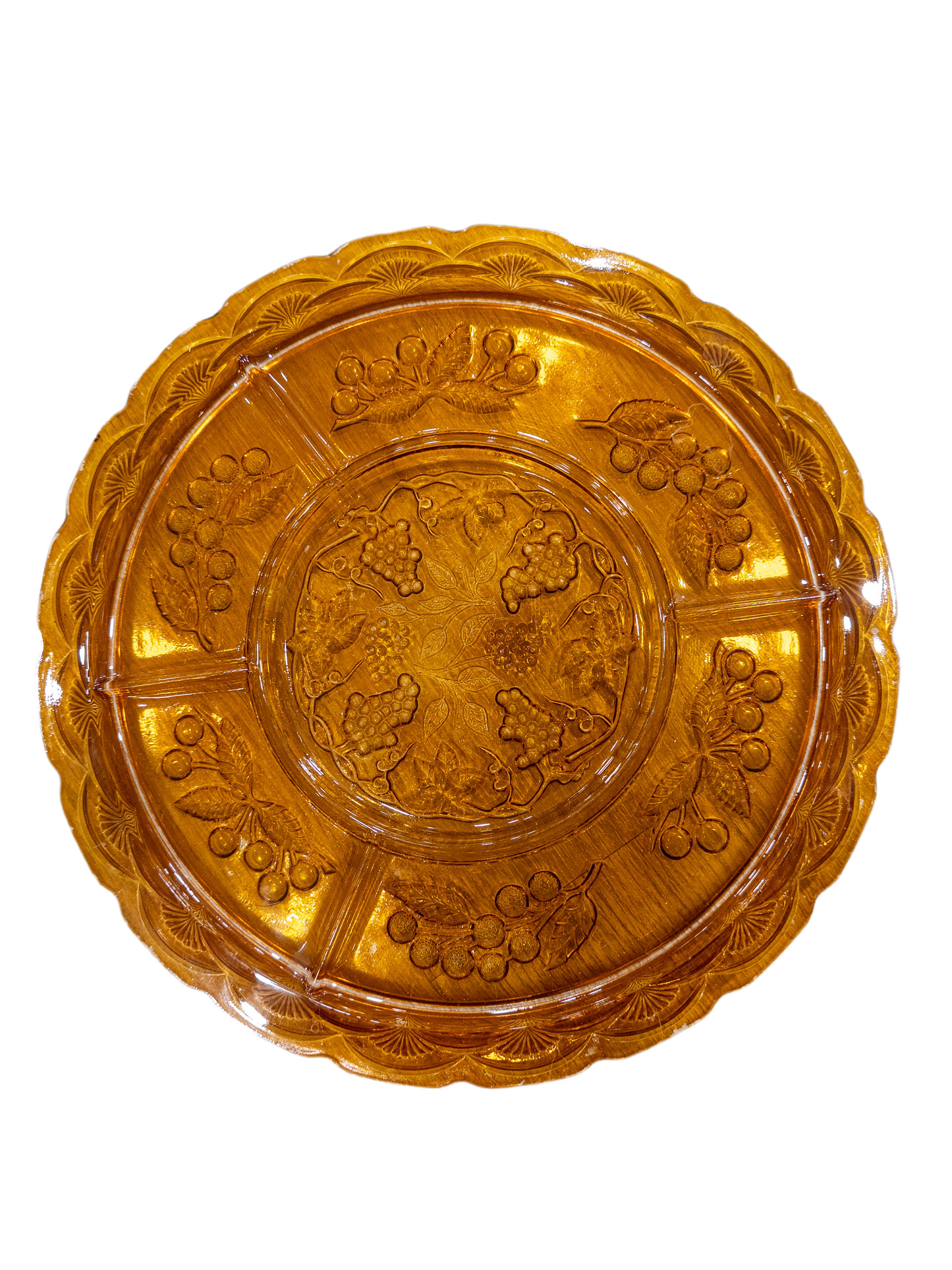 Vintage Indiana Glass Amber Divided Serving Platter