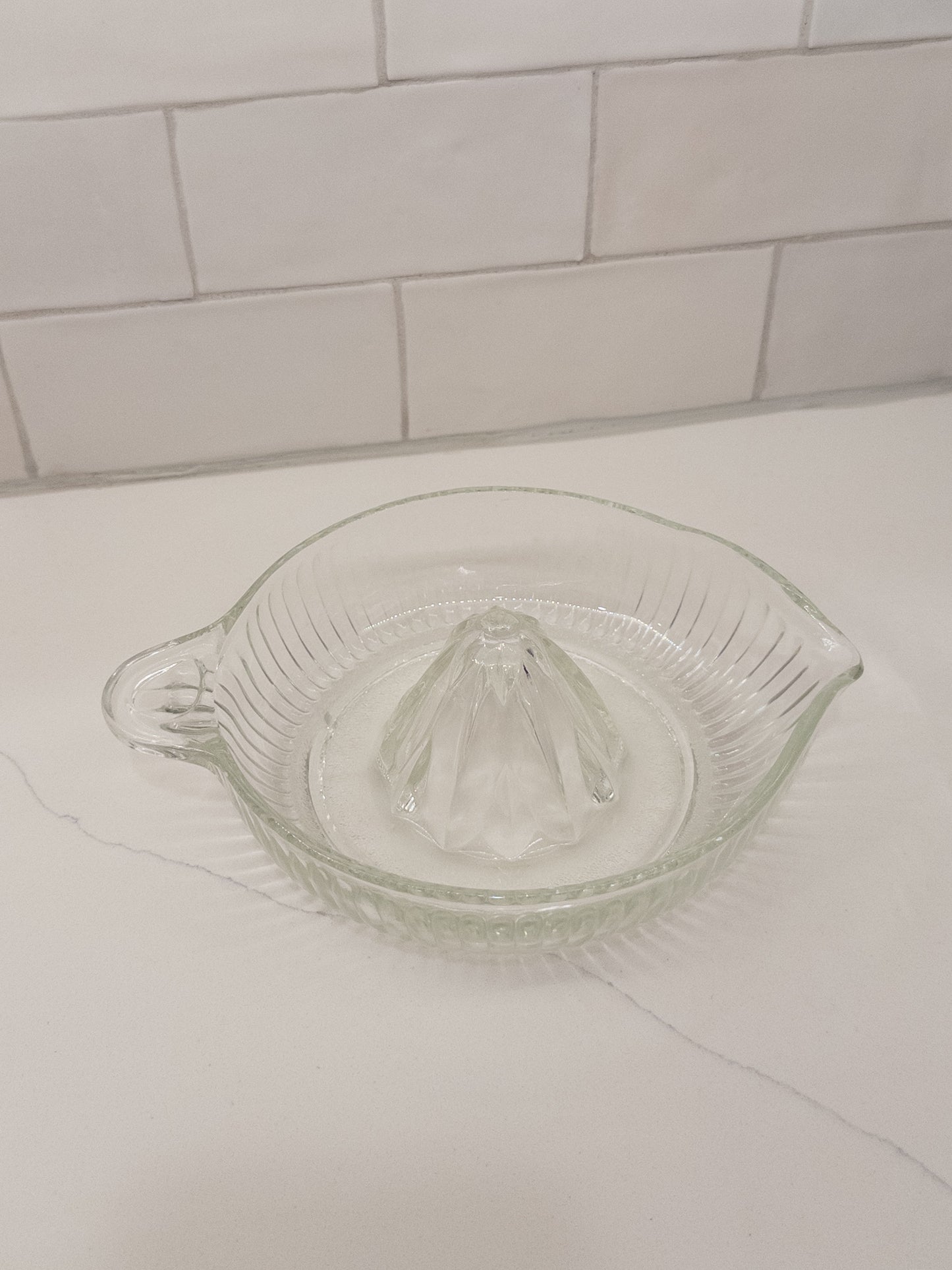 Vintage Clear Citrus Reamer w/ Ribbed Exterior + Pour Spout