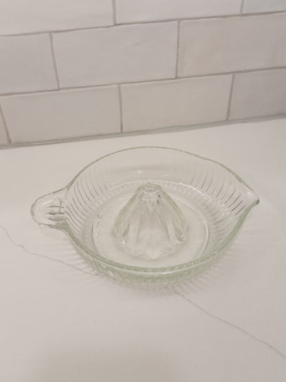 Vintage Clear Citrus Reamer w/ Ribbed Exterior + Pour Spout