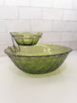 Vintage Indiana Avocado Green Basketweave Chip and Dip Set