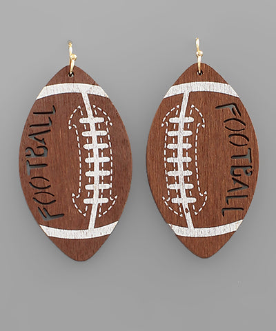 Football Wood Ball Earrings